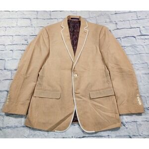 Tallia Blazer MENS M Orange White Striped Sport Coat Jacket Seersucker Cotton
